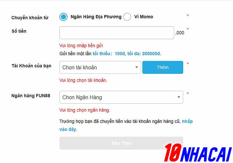 Gửi tiền tại fun88 như thế nào?