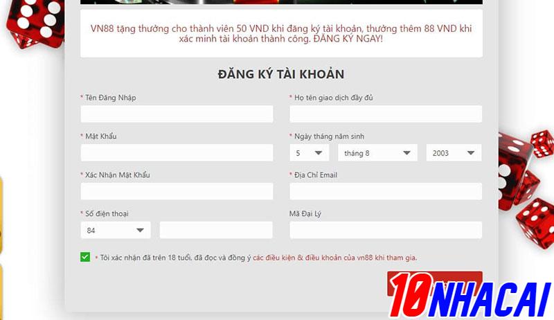 Đăng kí tài khoản tại Vn88 như thế nào?